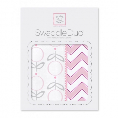 Набор пеленок SwaddleDesigns Swaddle Duo, Lolli Chevron Pink