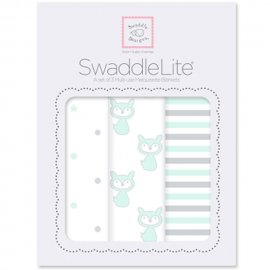 Набор пеленок SwaddleDesigns Swaddle Lite Pstl SeaCrystal Little Fox