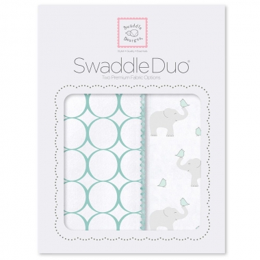 Набор пеленок SwaddleDesigns Swaddle Duo SC Elephant & Chickies Mod Duo