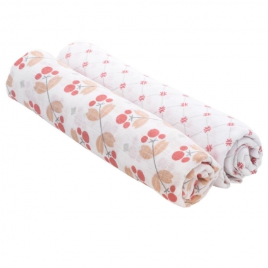 Пеленки муслиновые для новорожденных Bébé au Lait большие набор 2, Dewberry/Lattice