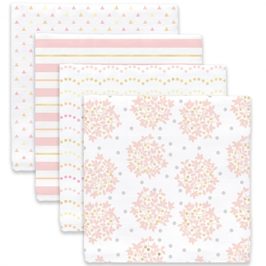 Муслиновые пеленки для новорожденного SwaddleDesigns большие, набор 4, Heavenly Floral Shimmer