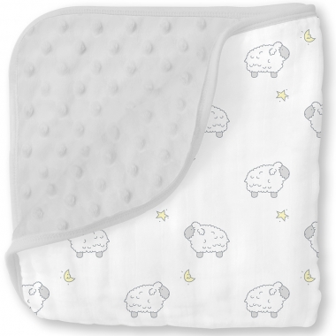 Муслиновое одеяло с флисом SwaddleDesigns Snuggle Blanket, цвет Little Lambs
