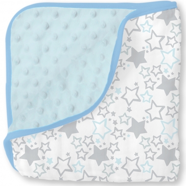 Муслиновое одеяло с флисом SwaddleDesigns Snuggle Blanket, Starshine Shimmer Blue