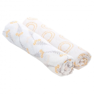 Пеленки для новорожденных из муслина Bébé au Lait, большие, Wildflower and Halo