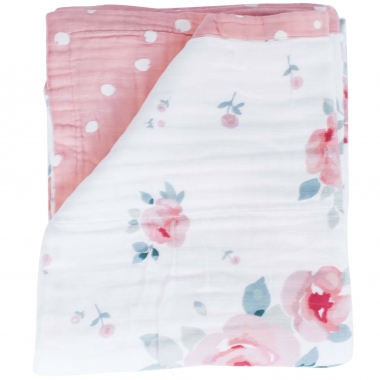 Одеяло Super Bamboo Muslin Bebe au Lait, Rosy and Dewdrops