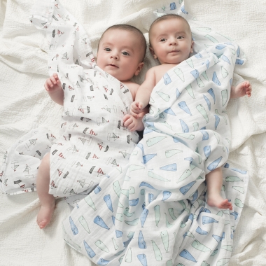 Муслиновые пеленки для новорожденных Aden&Anais, большие, набор 2, Wales+Boats
