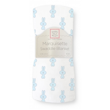 Пеленка детская тонкая SwaddleDesigns Маркизет Little Bunnie Pstl Blue