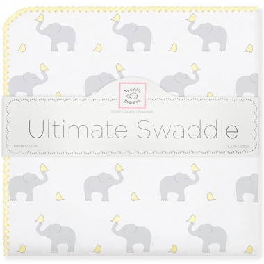Фланелевая пеленка для новорожденного SwaddleDesigns, PY Elephants/Chicks