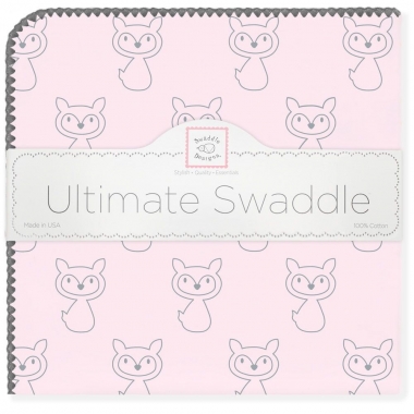 Пеленка фланелевая для новорожденных Swaddle Designs Ultimate Gray Fox Pstl Pink