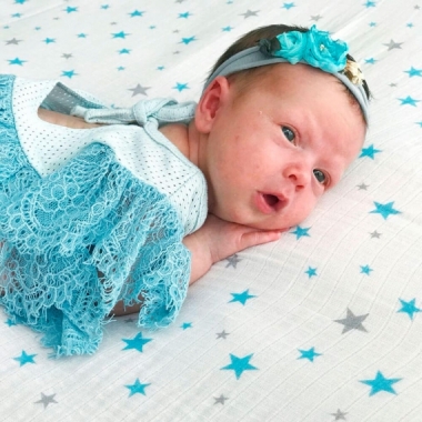 Муслиновая пеленка для новорожденных Adam Stork большая, Blue Stars