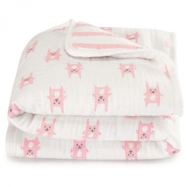 Муслиновое фланелевое одеяло Aden Anais, Bunny Pink