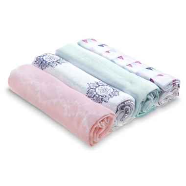 Муслиновые пеленки Aden by Aden&Anais, большие, набор 4, Pretty Pink