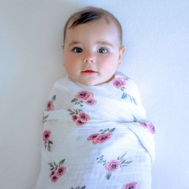 Муслиновая пеленка для новорожденных Adam Stork большая, Roses