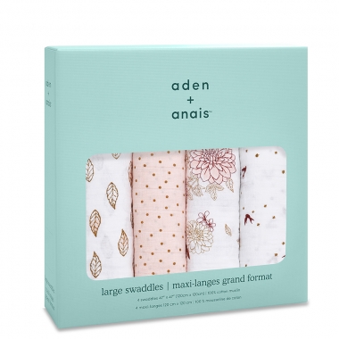 Муслиновые пеленки для новорожденных Aden&Anais, большие, набор 4, Dahlias