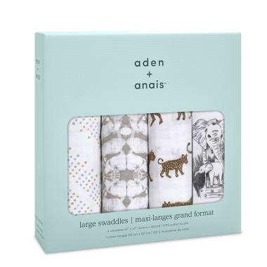 Муслиновые пеленки для новорожденных Aden&Anais, большие, набор 4, Hear me roar