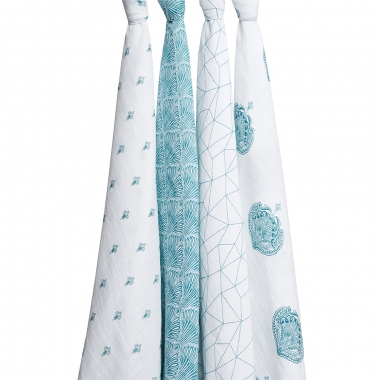 Муслиновые пеленки для новорожденных Aden&Anais, большие, набор 4, Paisley teal