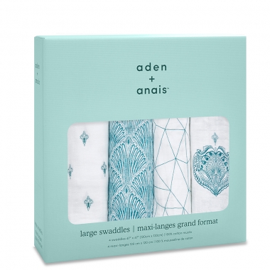 Муслиновые пеленки для новорожденных Aden&Anais, большие, набор 4, Paisley teal