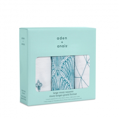 Муслиновые пеленки Aden&Anais для новорожденных средние, набор 3, Paisley teal