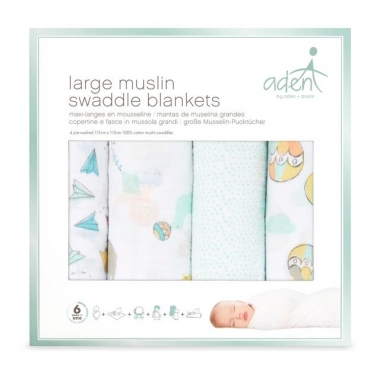 Муслиновые пеленки Aden by Aden&Anais, большие, набор 4, Carnival