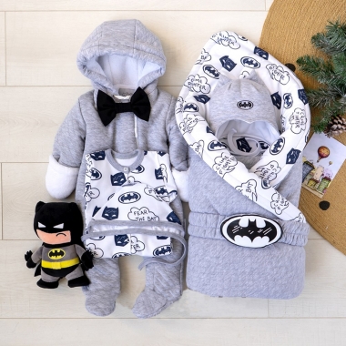 Комплект на выписку холодная зима, Baby Batman (7 предметов)