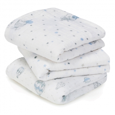 Муслиновые пеленки для новорожденных Aden&Anais средние, набор 3, Night Sky