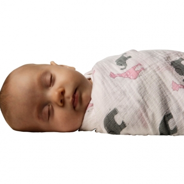 Пеленка детская тонкая SwaddleDesigns Маркизет P Giraffe/Elephant