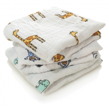 Муслиновые пеленки для новорожденных Aden&Anais средние, набор 3, Jungle Jam