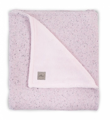 Вязаный плед для новорожденного с мехом Jollein Confetti, розовый