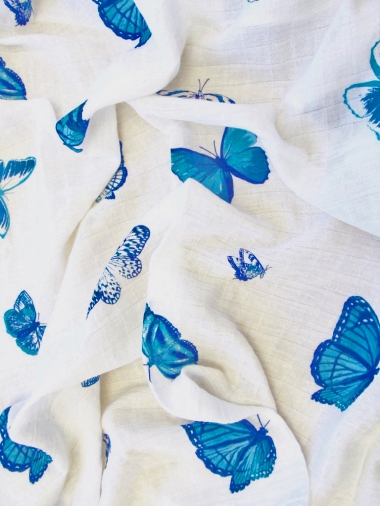 Муслиновая пеленка для новорожденных с бамбуком Diva большая, Butterfly