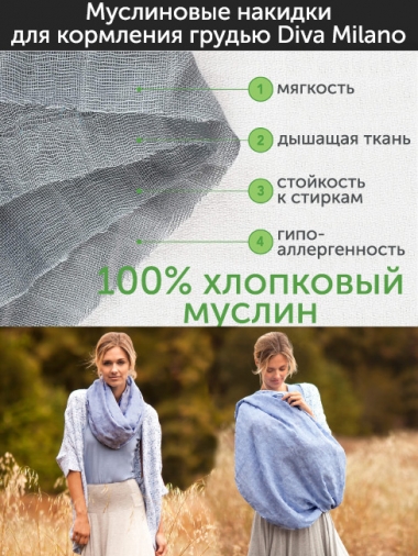 Накидка для кормления (милк снуд) муслиновая, Green Mint