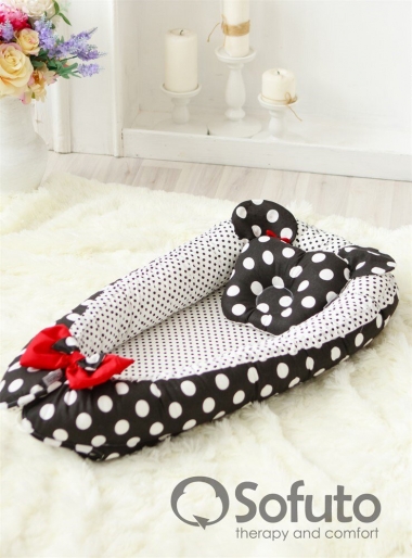 Гнездышко-кокон для новорожденных Babynest Minnie black dots