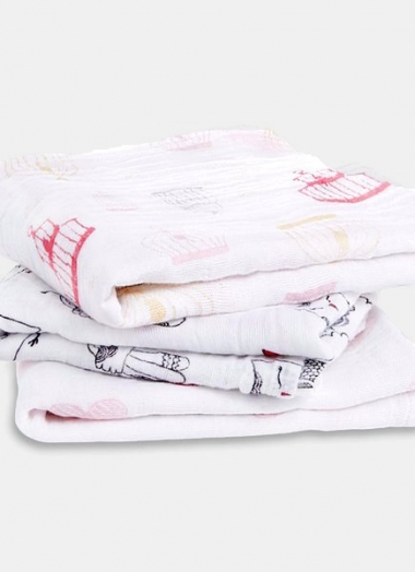 Муслиновые пеленки для новорожденных Aden&Anais средние, набор 3, Love Bird