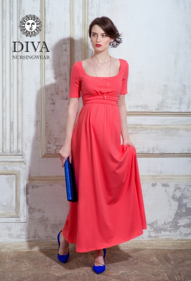 Платье для кормящих и беременных Diva Nursingwear Stella Maxi, Corallo