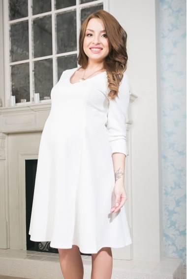 Платье для кормящих и беременных клеш, белое