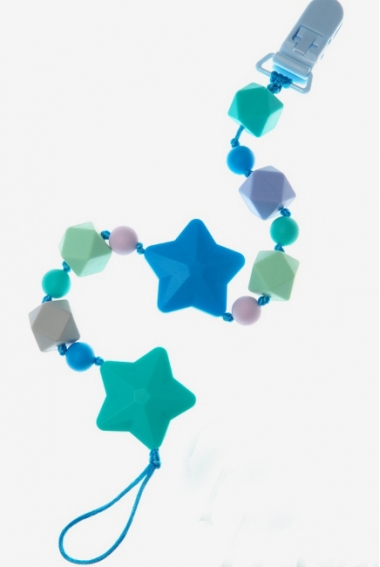 Силиконовый держатель на клипсе Звездопад, бирюзовый