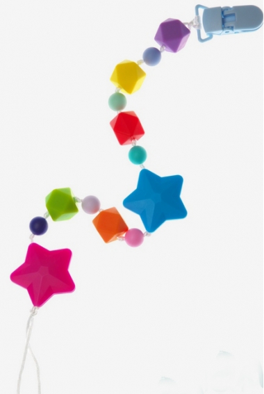 Силиконовый держатель на клипсе Звездопад, фуксия