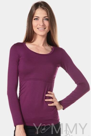 Лонгслив из модала для кормящих и беременных, темная орхидея