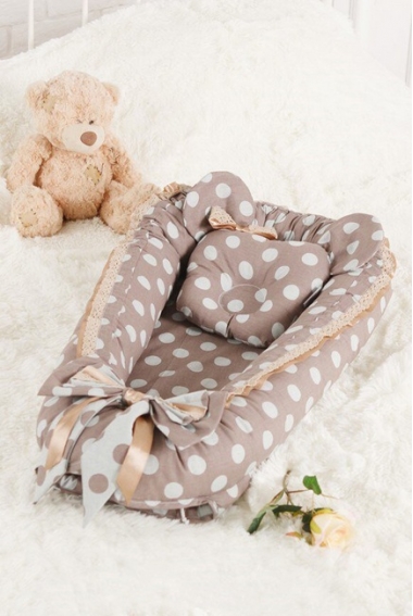 Гнездышко для новорожденных Babynest Polka dot chocco
