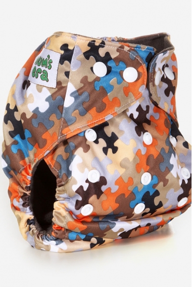 Многоразовый угольный подгузник Mums Era, Паззлы (с 2 вкладышами)