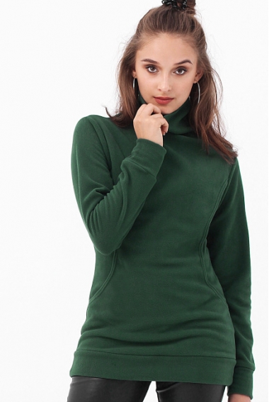 Толстовка для беременных и кормящих флисовая, цвет изумрудный