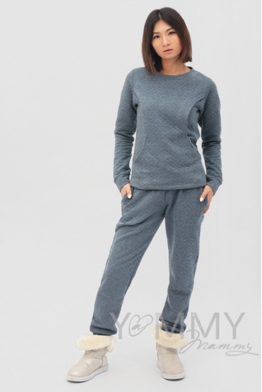 Костюм для беременных и кормящих, синий меланж
