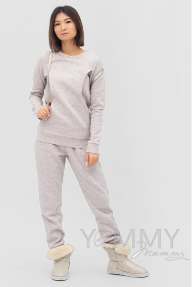 Костюм для кормящих и беременных, серо-розовый меланж