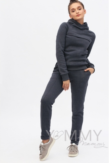 Теплый костюм для кормящих и беременных, цвет индиго меланж