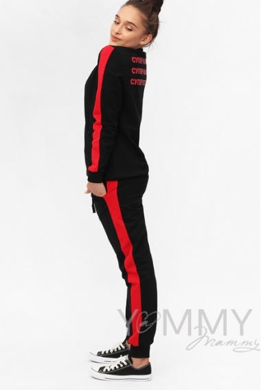 Костюм для беременных и кормящих с принтом, черный