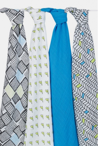 Муслиновые пеленки для новорожденных Aden&Anais, большие, набор 4, Whiz Kid