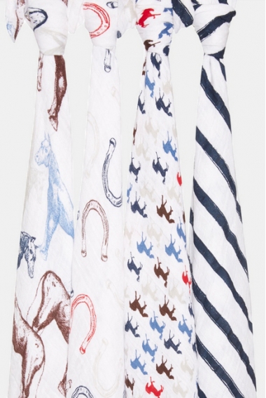 Муслиновые пеленки для новорожденных Aden&Anais, большие, набор 4, Wild Horses