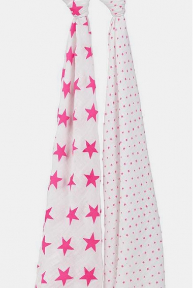 Муслиновые пеленки для новорожденных Aden&Anais большие, набор 2, Neon Fluro Pink