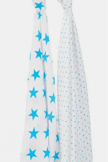 Муслиновые пеленки для новорожденных Aden&Anais большие, набор 2, Neon Fluro Blue