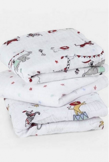Муслиновые пеленки для новорожденных Aden&Anais средние, набор 3, Цирк