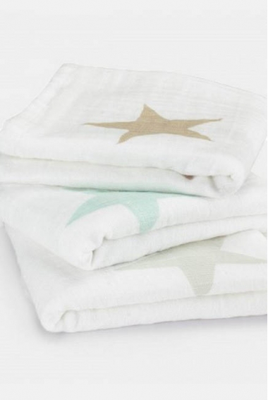 Муслиновые пеленки для новорожденных Aden&Anais средние, набор 3, Super Star Scout